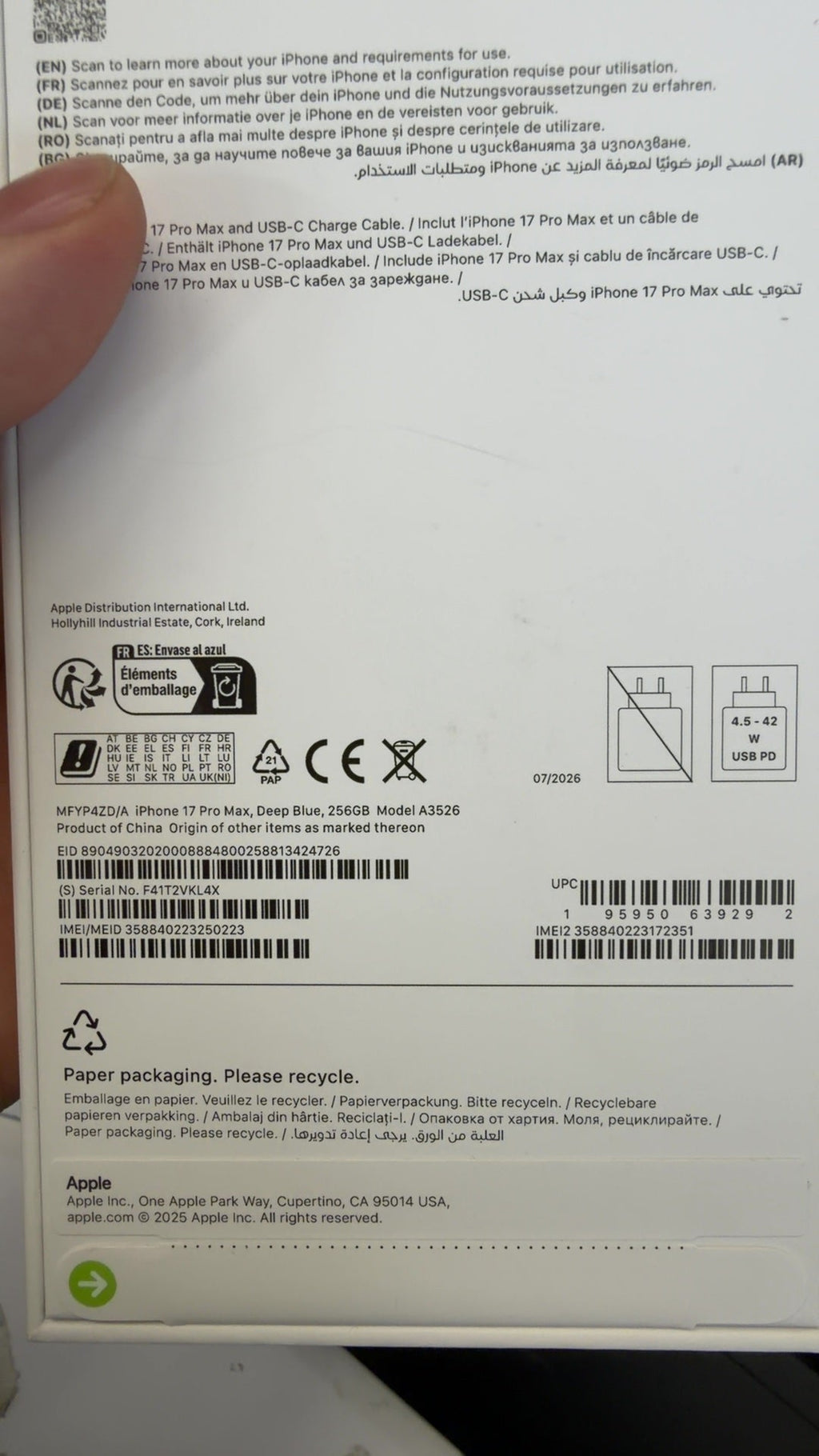 APPLE iPhone 17 Pro Max 256GB tiefblau