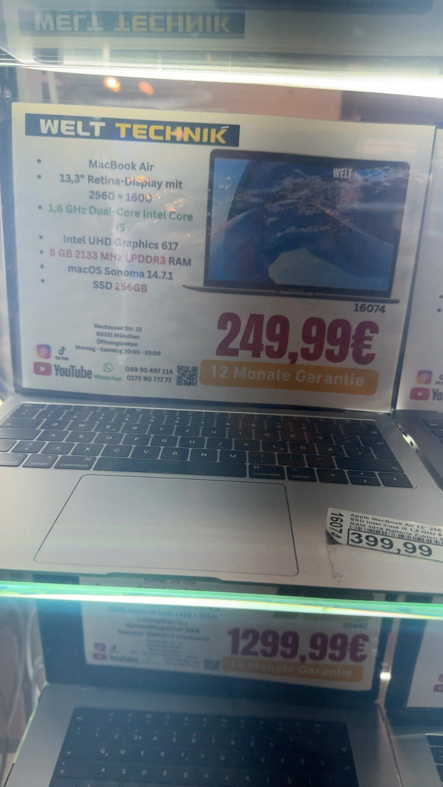 Apple MacBook Air 13" 256 GB SSD Intel Core i5 1,6 GHz 8 GB RAM 2018 Batterie Zyklen 514