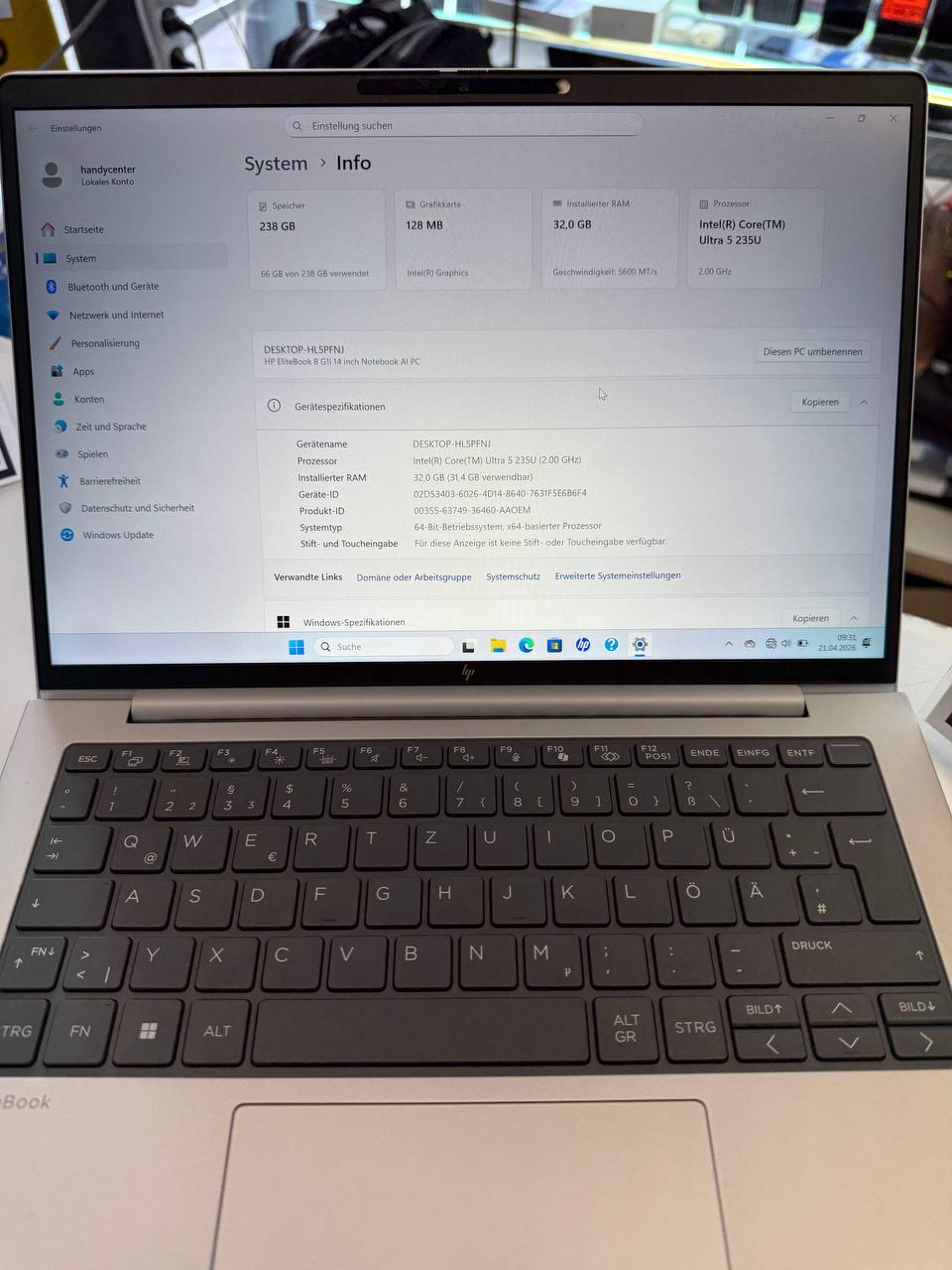 HP EliteBook 8 G1 14" AI PC Notebook, Intel Core Ultra 5
