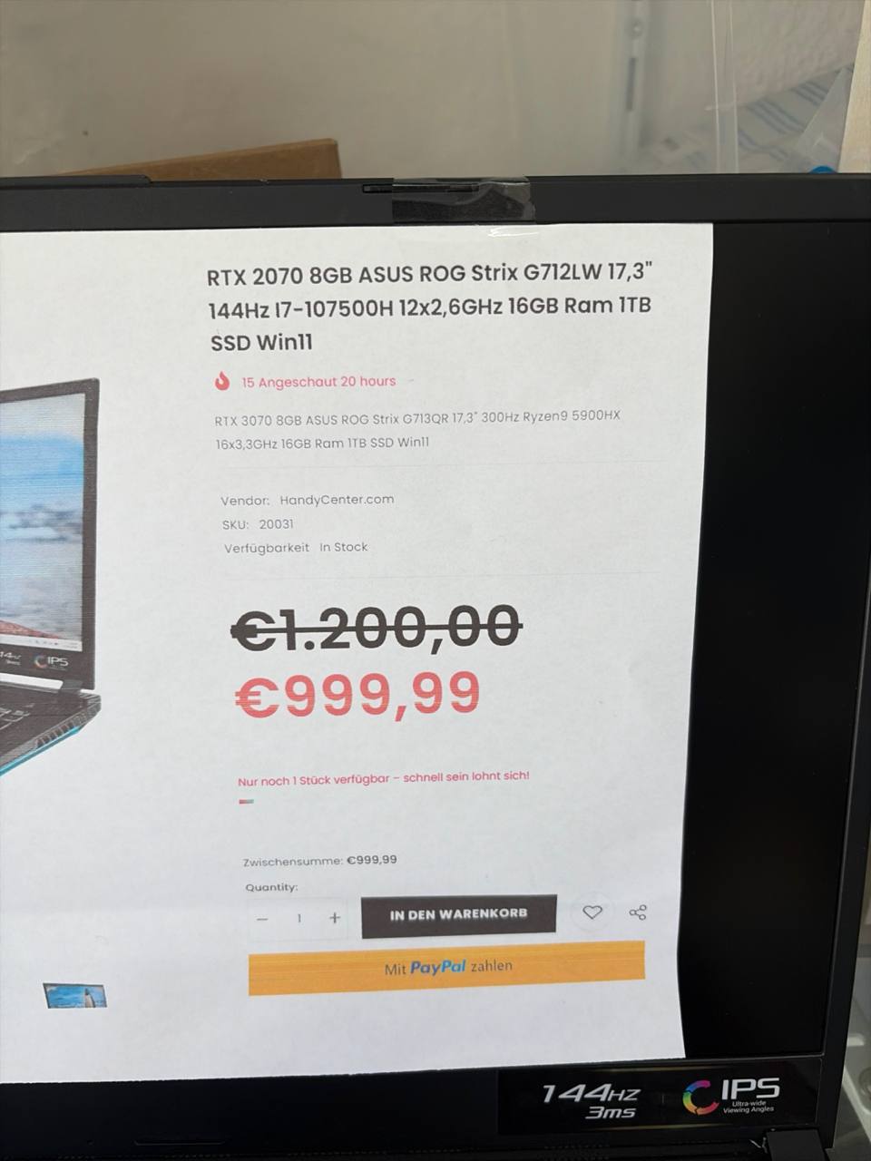 ASUS ROG Strix G712LW Gaming Laptop RTX 2070