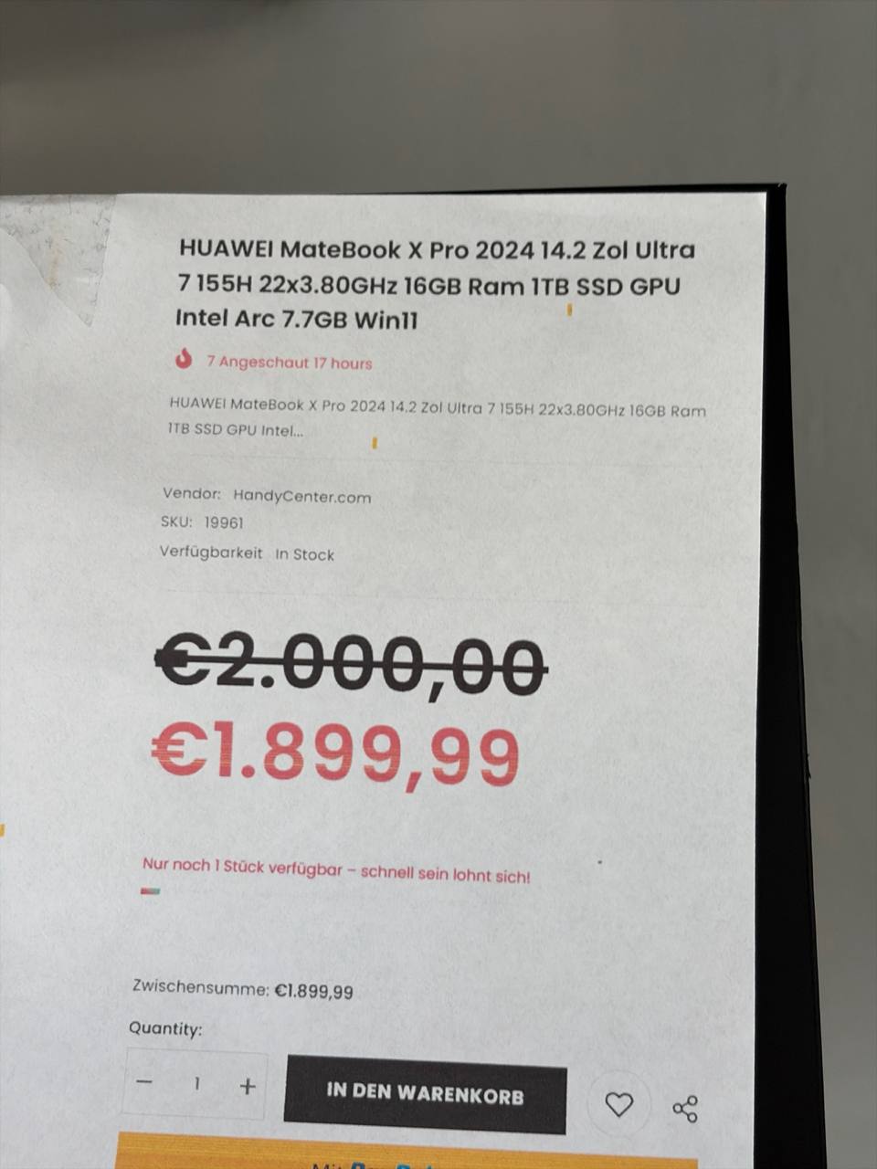 HUAWEI MateBook X Pro 2024, 14.2 Zoll Ultra