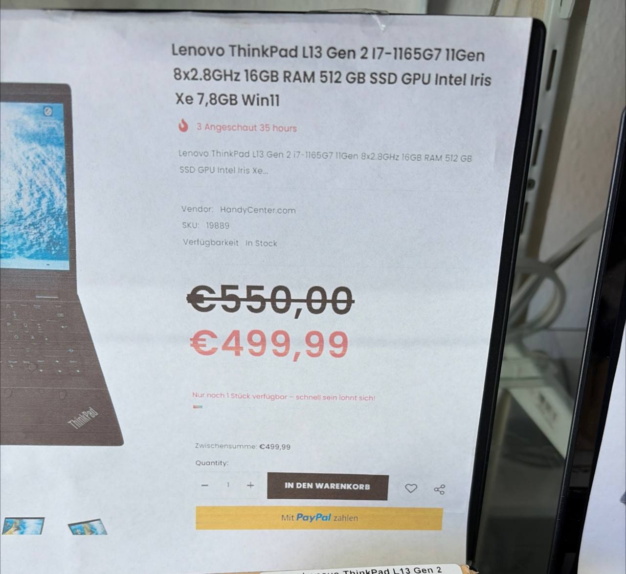 Lenovo ThinkPad L13 Gen 2 i7-1165G7 11Gen