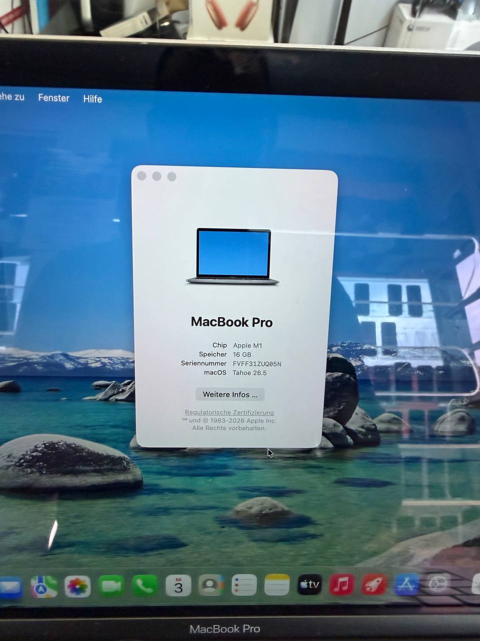 Apple MacBook Pro 13" M1 2020 mit 16GB RAM und 256GB SSD