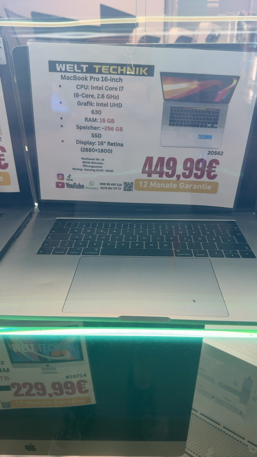 MacBook Pro 16‑inch 16 GB 256 GB SSD