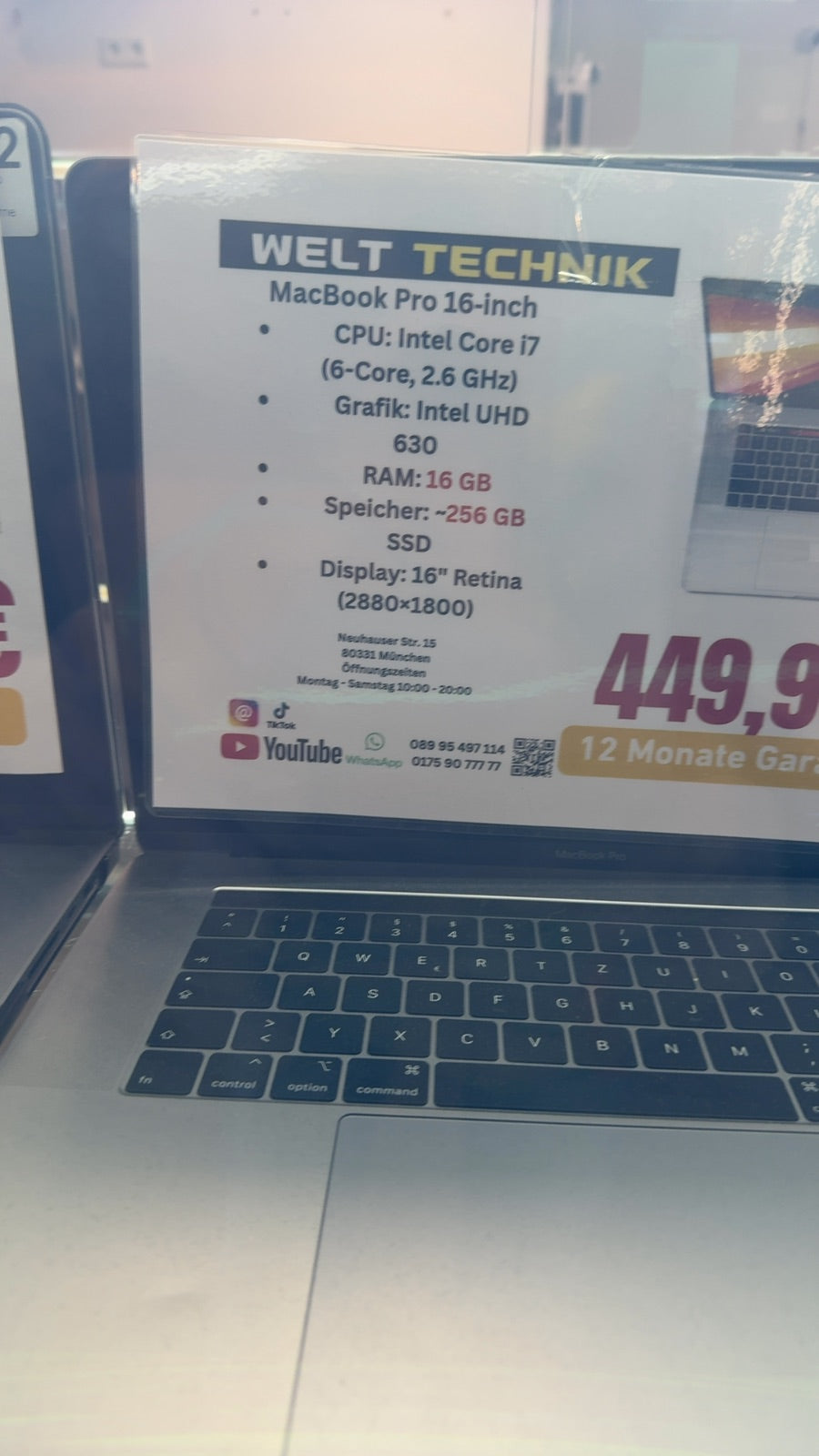 MacBook Pro 16‑inch 16 GB 256 GB SSD
