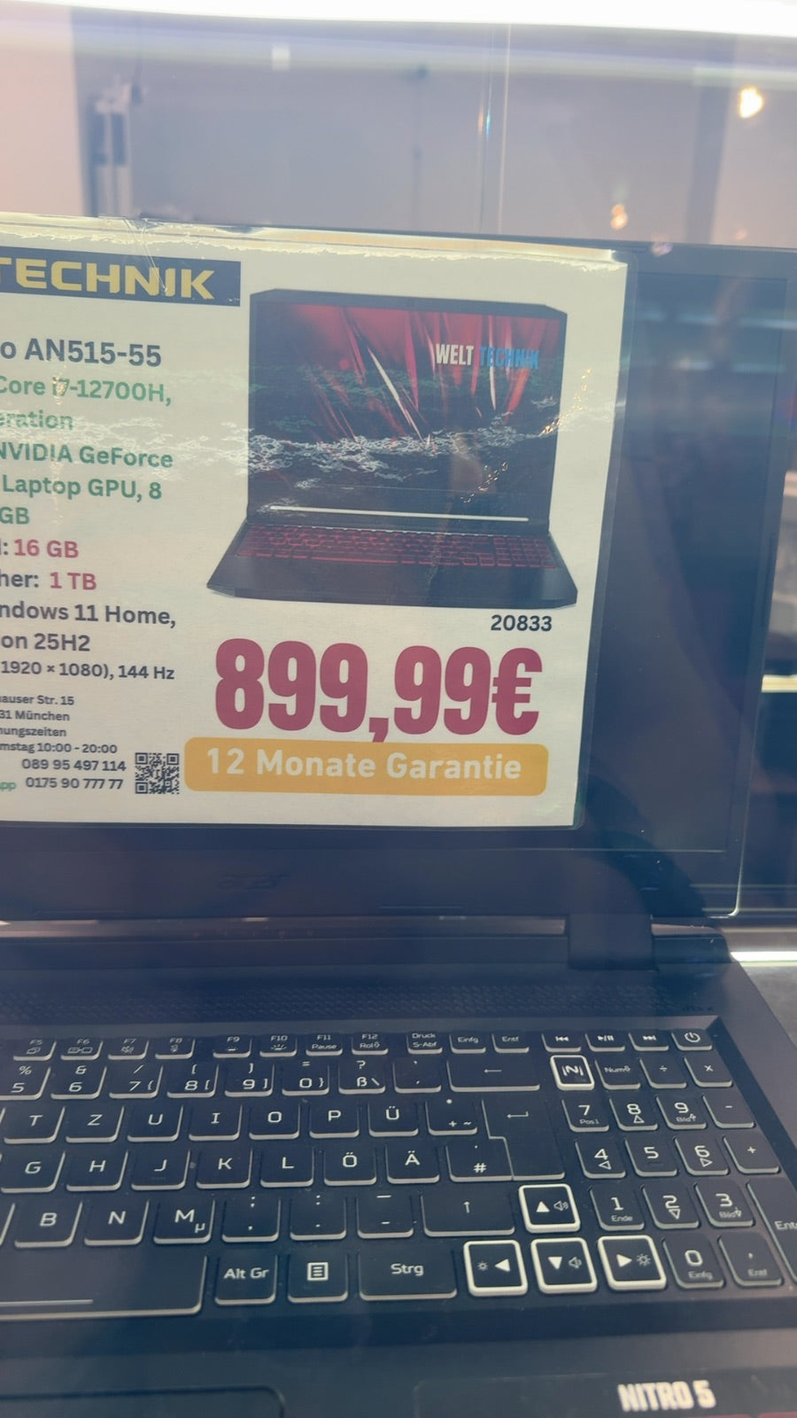 Acer Nitro AN515-55 16 GB RAM 1 TB SSD GEFroce RTX ,3070 Ti 8GB