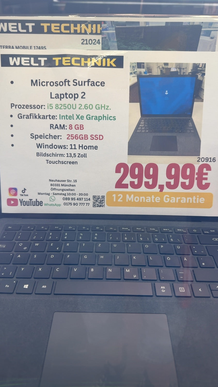 Microsoft Surface Laptop 2 i5-8250U 256GB SSD 8GB RAM Schwarz Touch Zweitbild