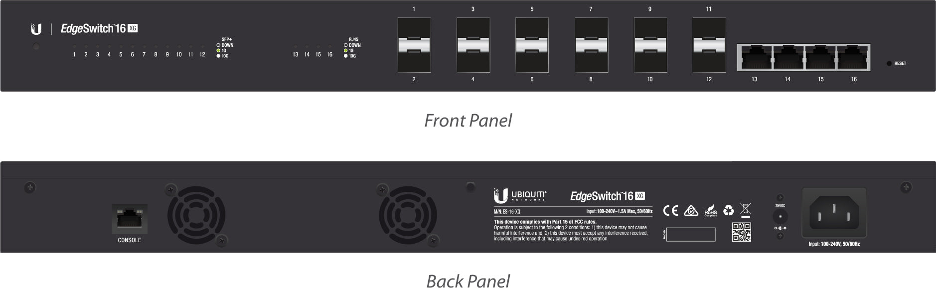UBIQUITI NETWORKS Ubiquiti EdgeSwitch 16XG, 16-Port, 10G, 12 * SFP+, 4*RJ45 Hauptbild