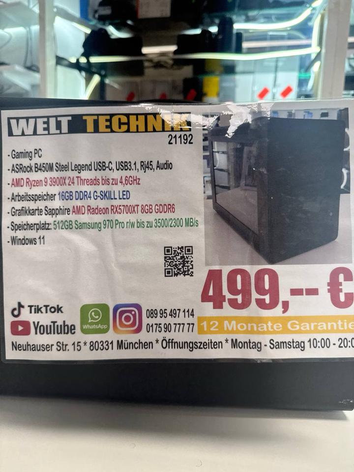 WELT TECHNIK Gaming PC Mainboard: ASRock B450M Steel Legend USB-C, USB3.1, RJ45, Audio
