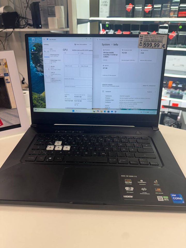 ASUS TUF Dash F15 Gaming Laptop Intel Core i7 Hauptbild