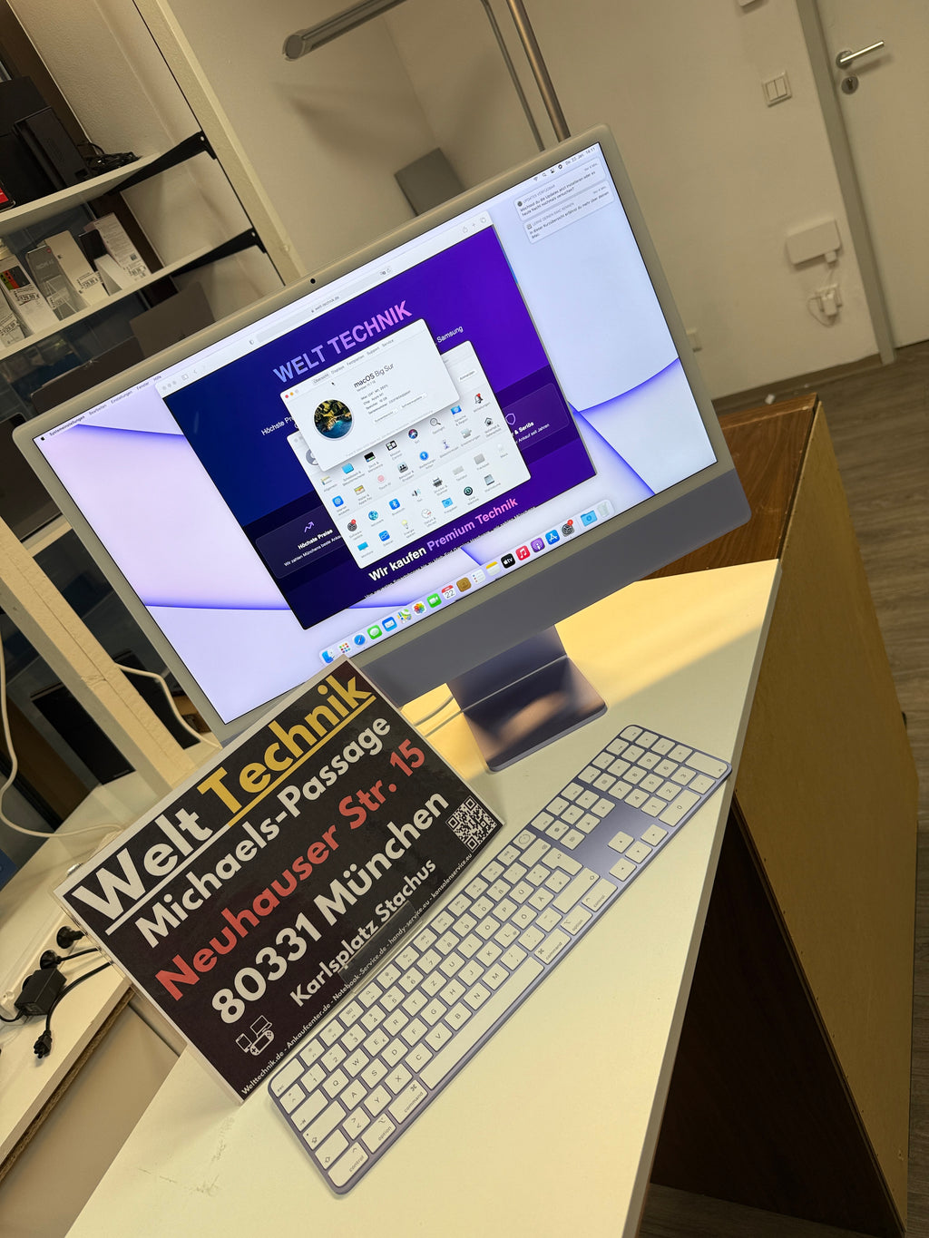 Apple iMac 24 Zoll (256GB SSD, Apple M1, 3,20GHz, 16GB, 2021) Lila