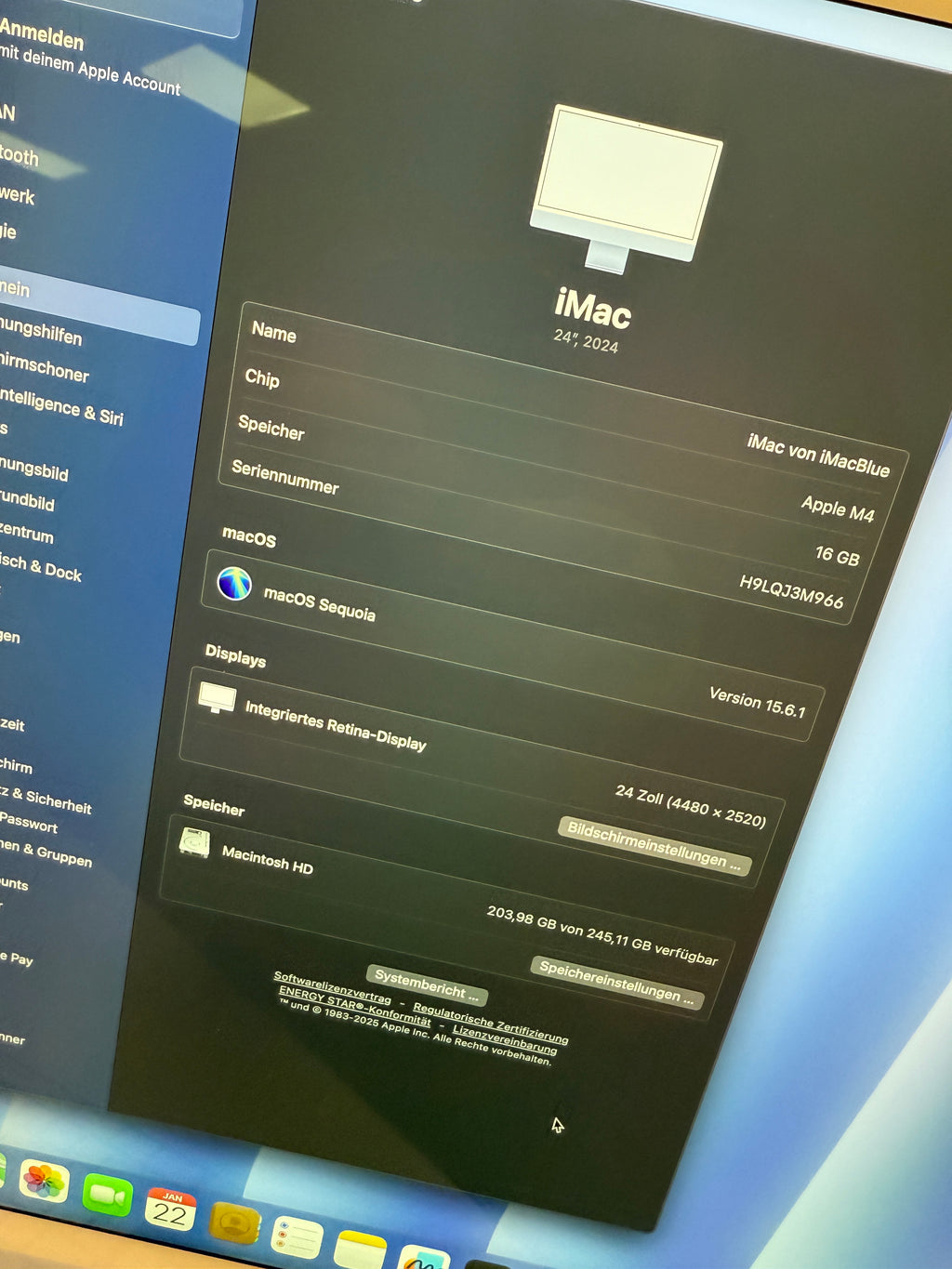 Apple Apple iMac 24  Zoll 256GB SSD Apple M4,16GB, 2024 Blau