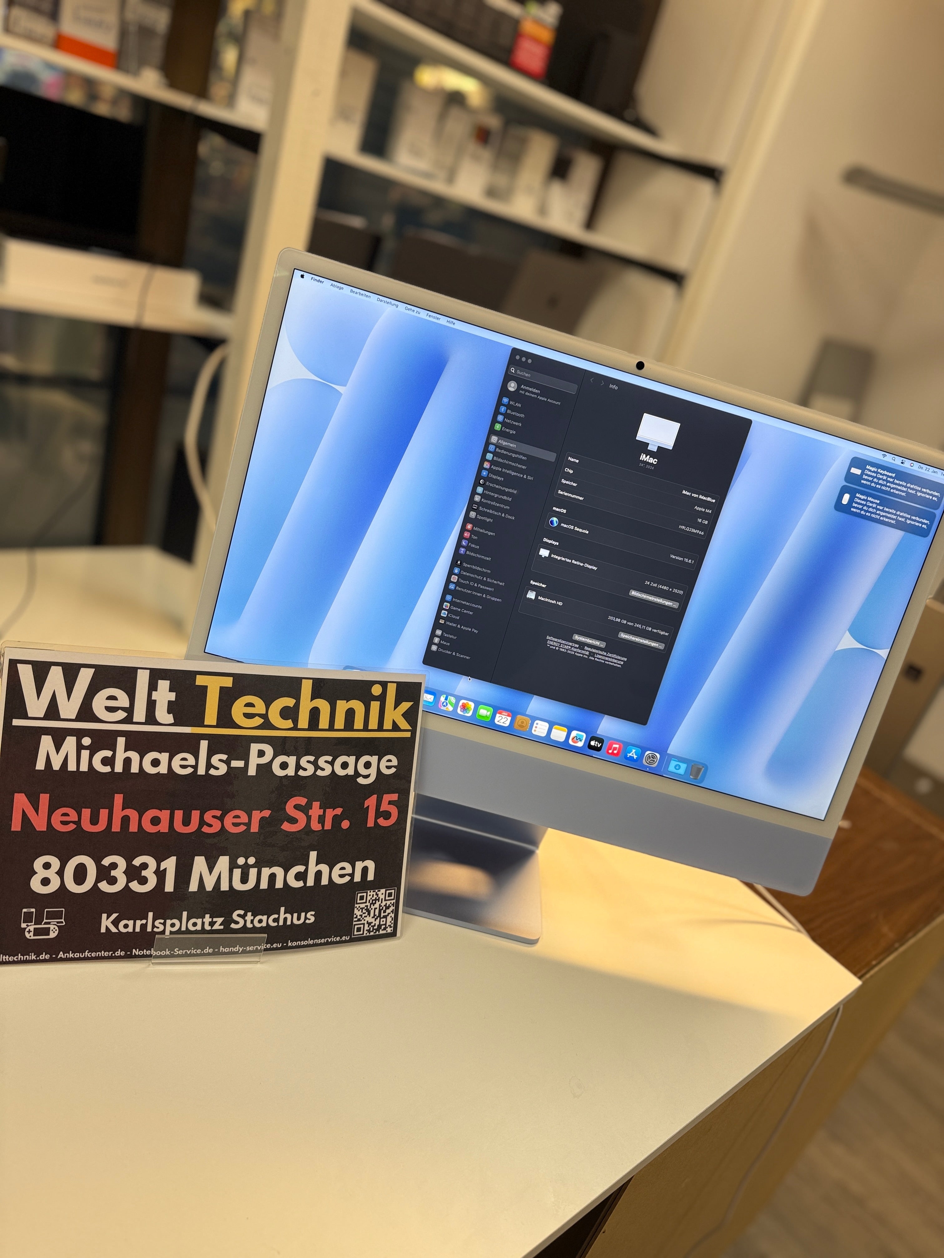 Apple Apple iMac 24  Zoll 256GB SSD Apple M4,16GB, 2024 Blau Hauptbild