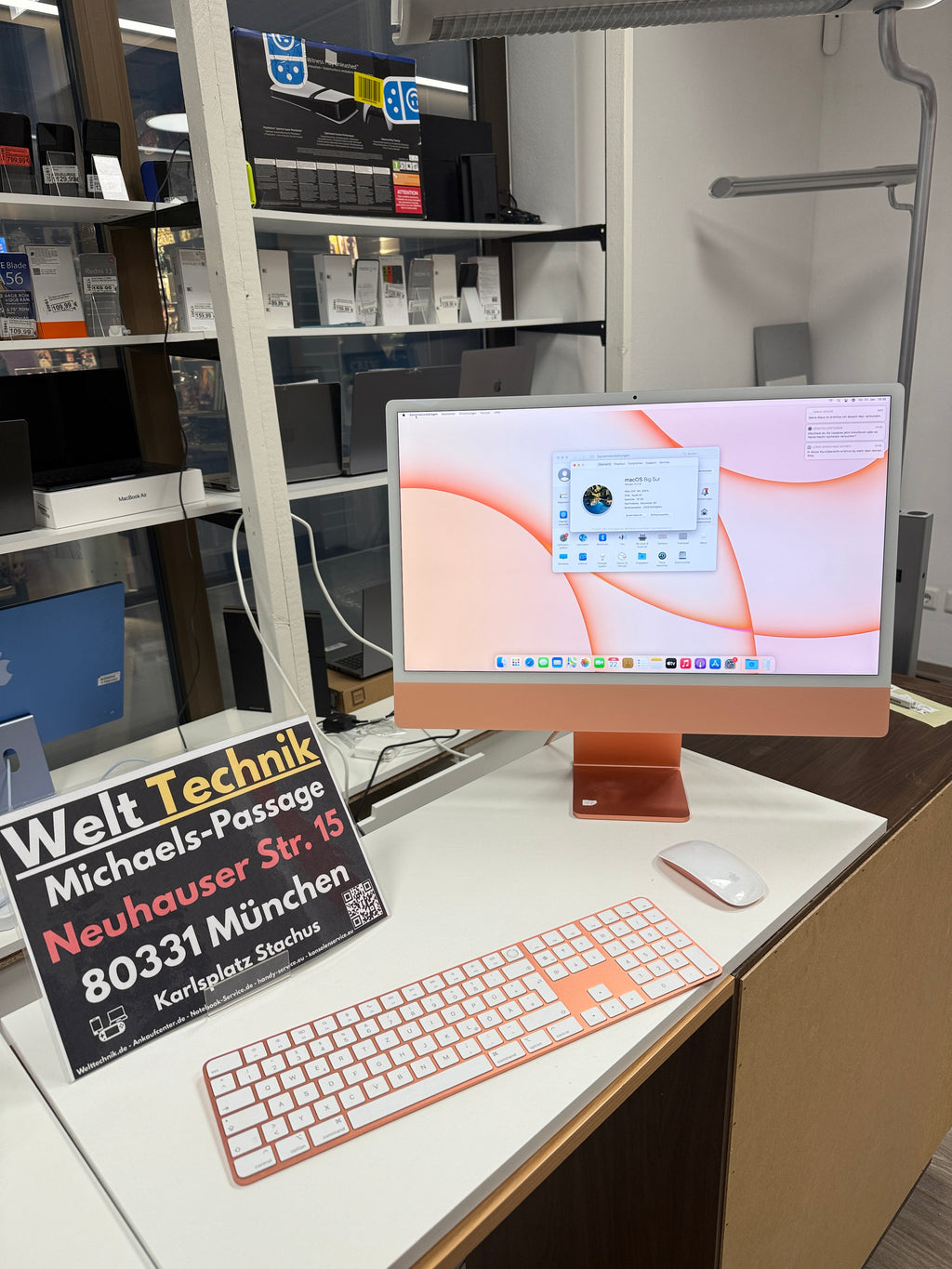 Apple iMac 24 Zoll (256GB SSD, Apple M1, 3,20GHz, 16GB, 2021) Orange