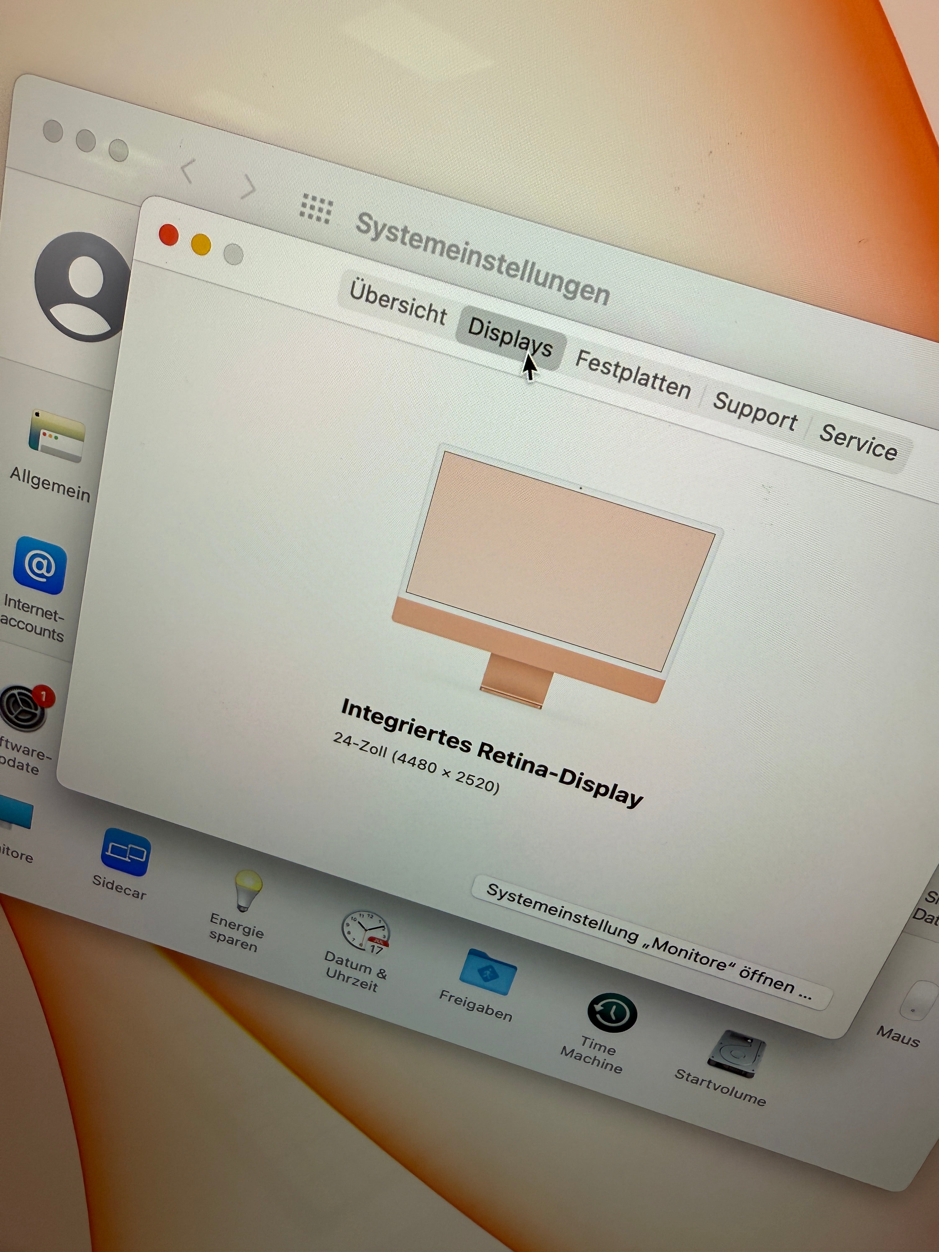 Apple iMac 24 Zoll (256GB SSD, Apple M1, 3,20GHz, 16GB, 2021) Orange Zweitbild