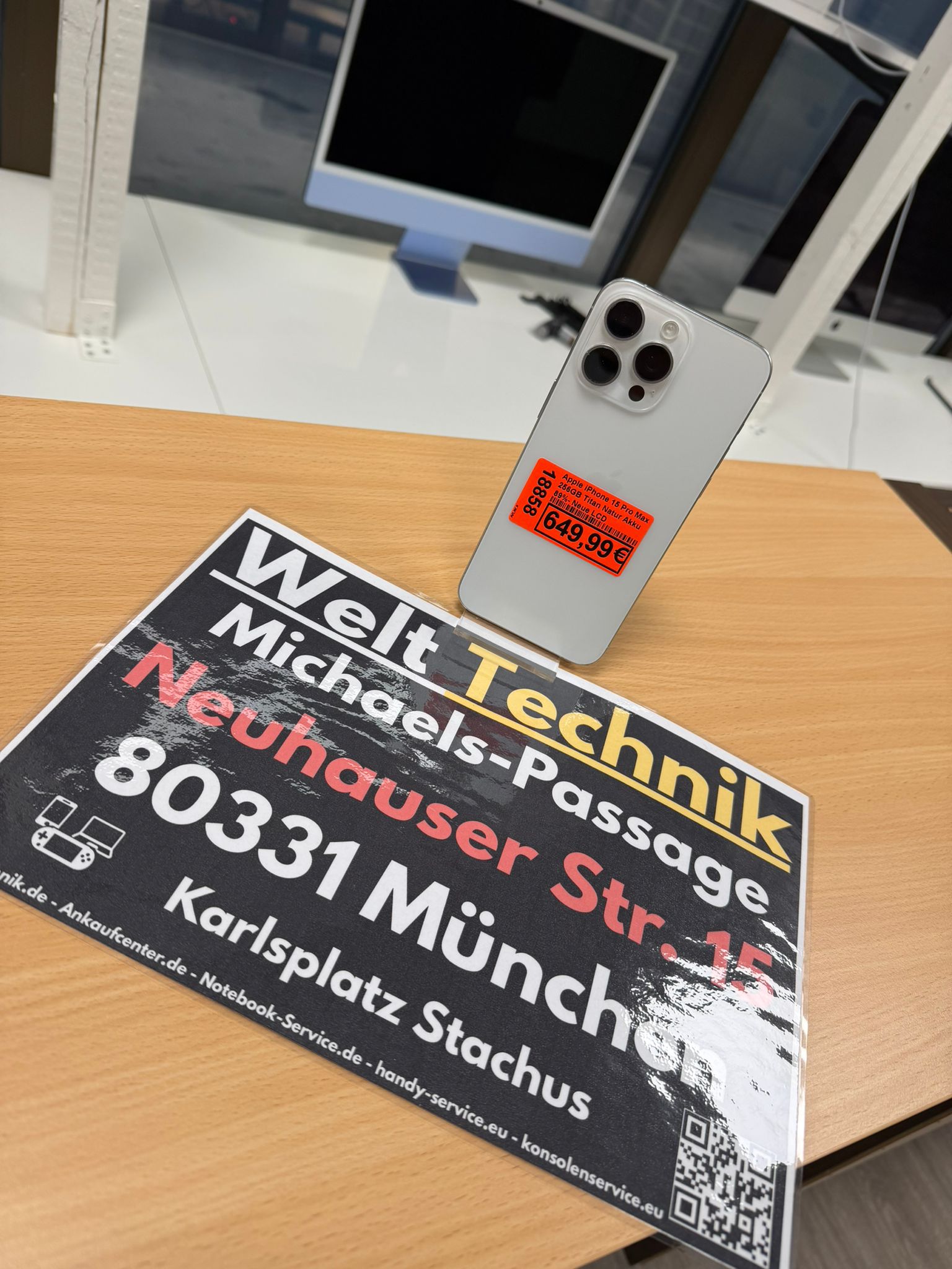 Apple iPhone 15 Pro Max 256GB Titan Natur Akku 89%- Neue LCD Hauptbild